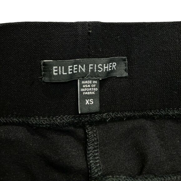 Eileen Fisher Sz XS Black‎ Washable Stretch Crepe Slim Straight Pants - Picture 2 of 6